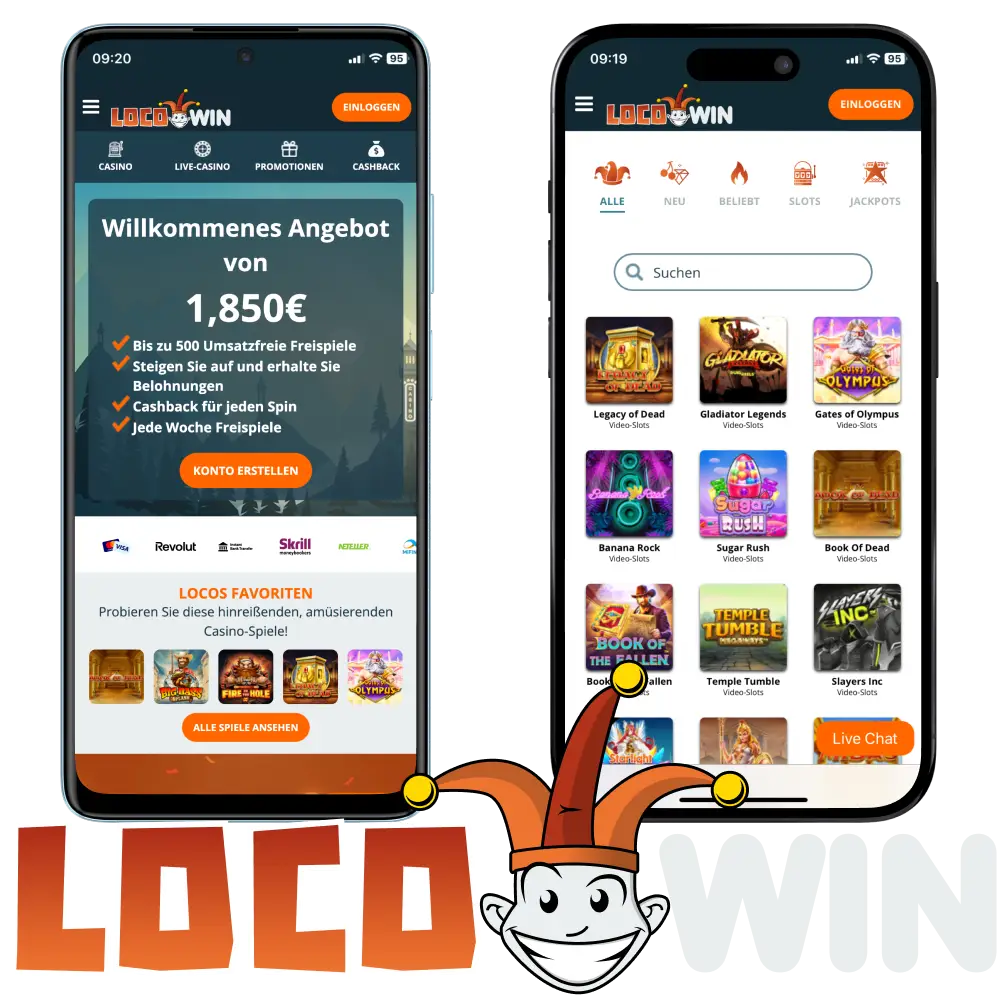 Installieren Sie die Locowin Casino-App für Android und iOS.