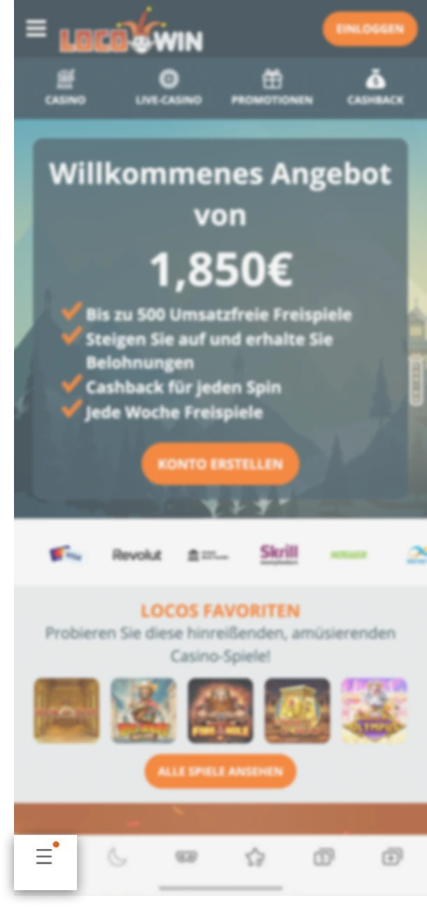 Um die Locowin-App zu installieren, öffnen Sie die Browsereinstellungen.