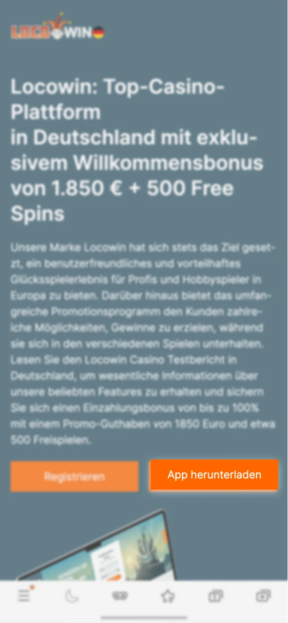 Drücken Sie die Taste, um die Locowin-App herunterzuladen.