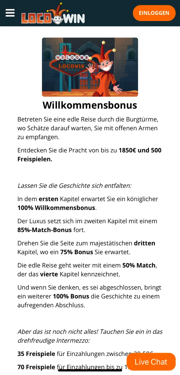 Lesen Sie die Bedingungen für einen Bonus bei Locowin.