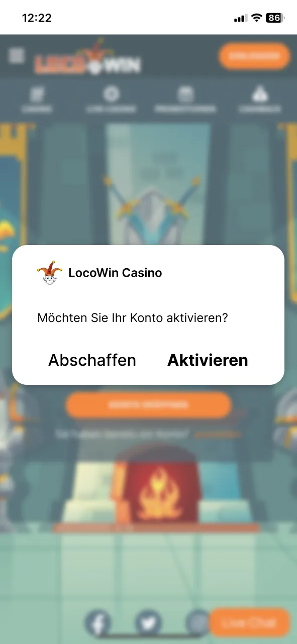 Überprüfen Sie Ihr Locowin-Konto.