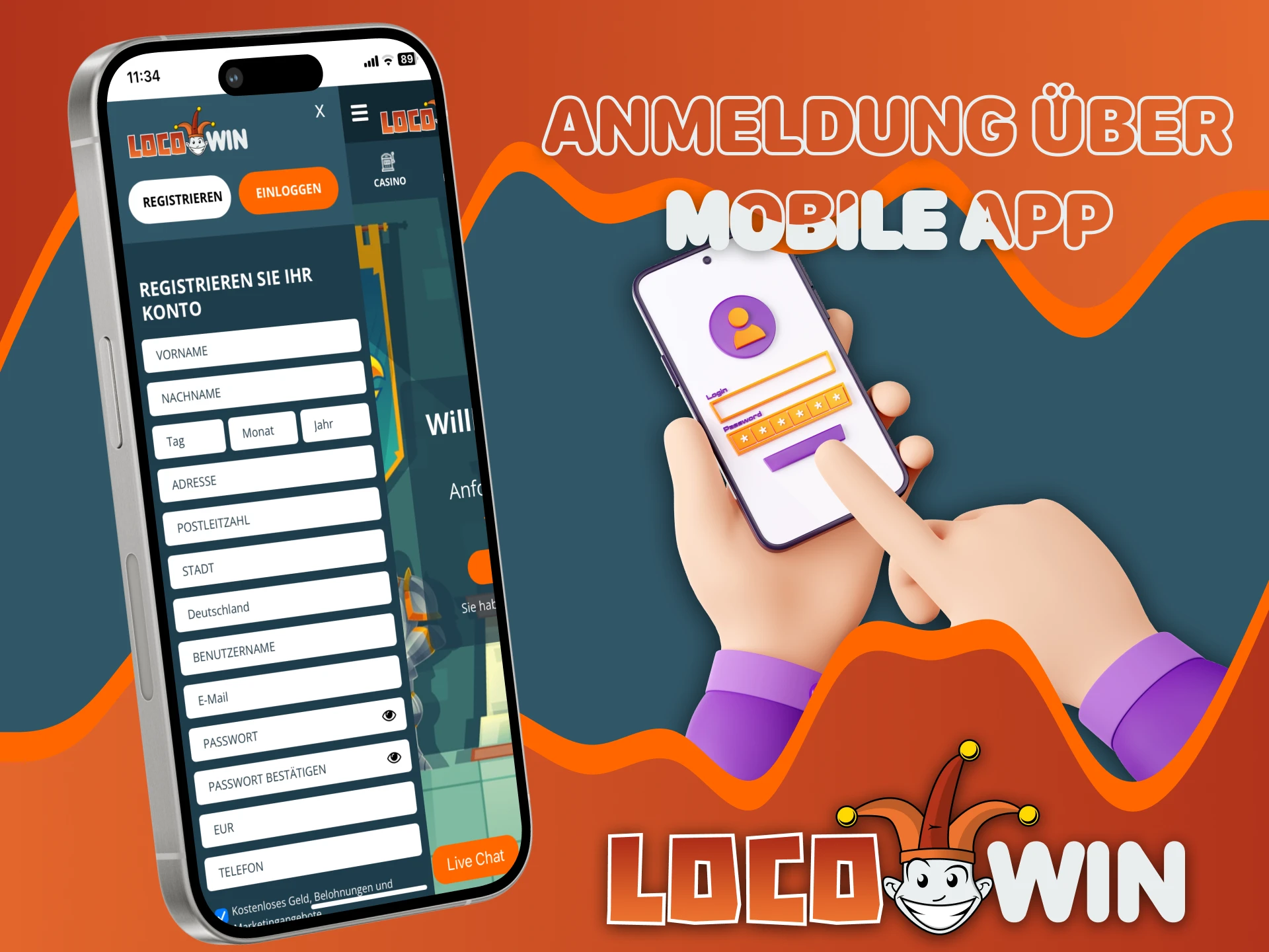 Sie können über die mobile Version der Locowin-Website spielen.