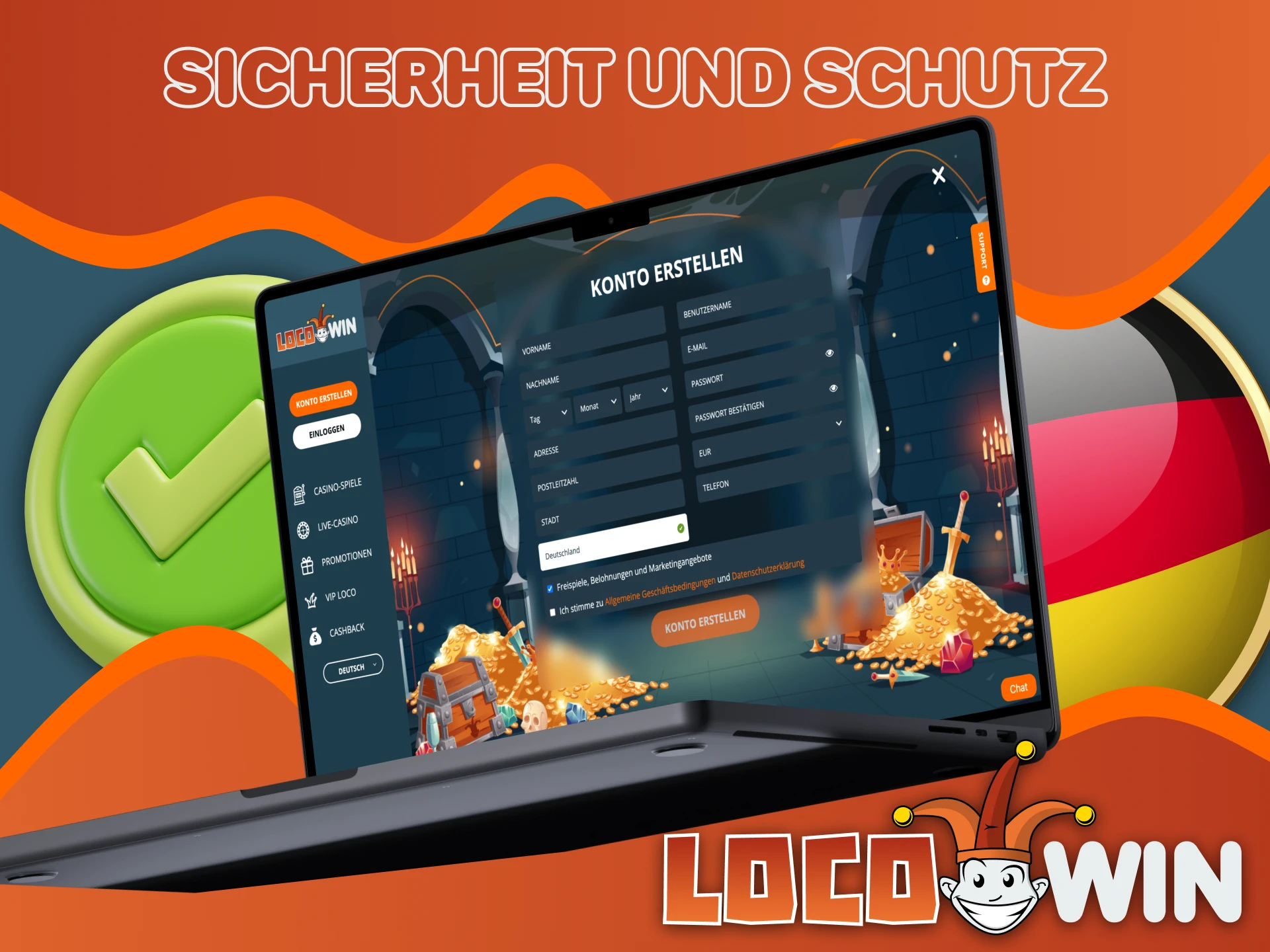 Bei Locowin wird Ihnen eine legale und sichere Spielumgebung geboten.