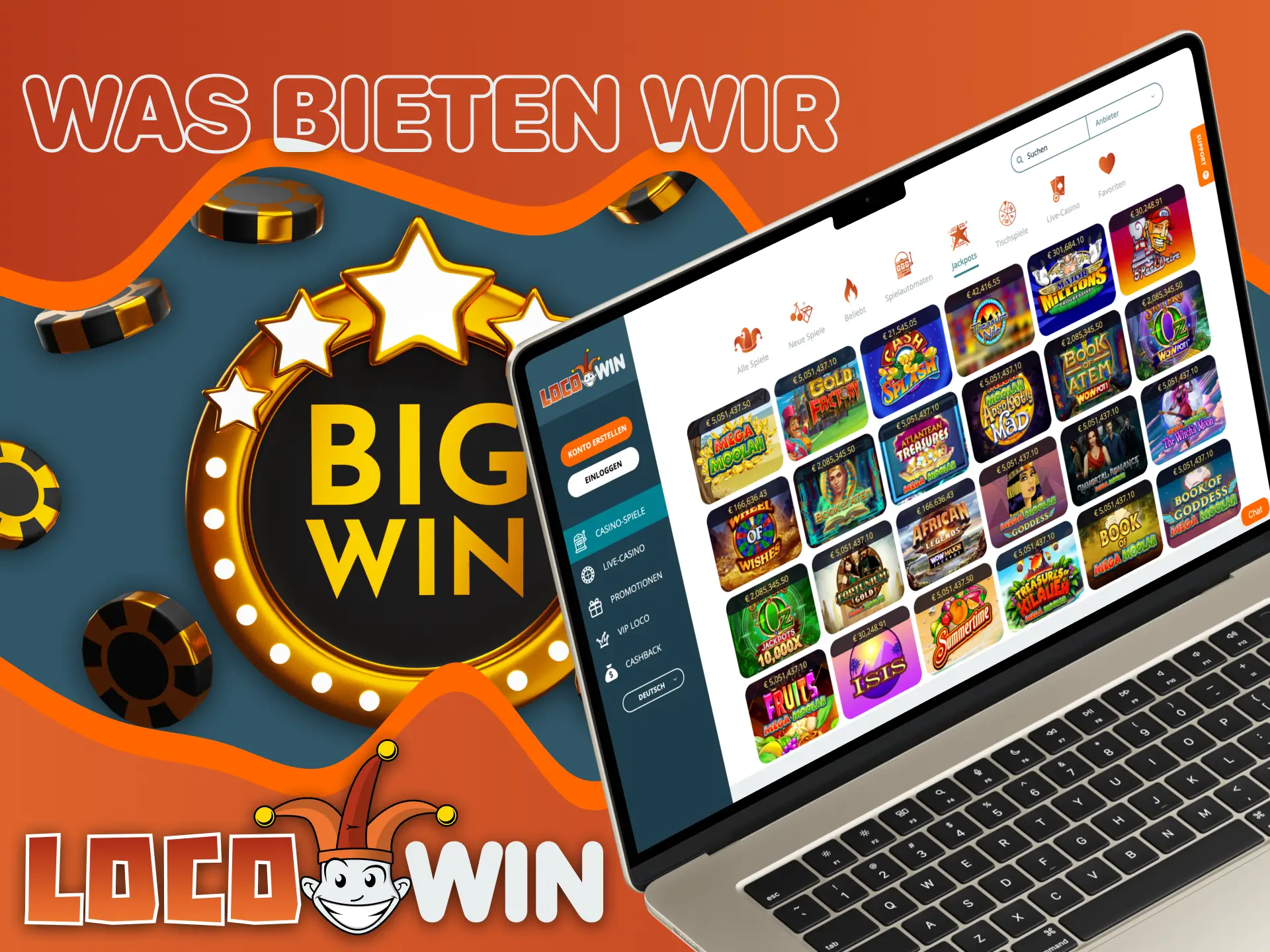 Locowin bietet eine breite Palette von Casino-Spielen.